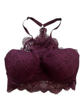 Victoria’s Secret PINK Date Racerback Lace Push Up Bra Size S D-DD Burgundy